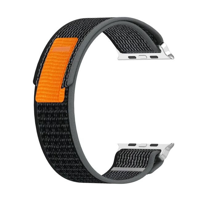Curea pentru Apple Watch 4, 5, 6, 7, 8, 9, SE, SE2, Ultra, Ultra 2 (38/40/41mm) - negru portocaliu