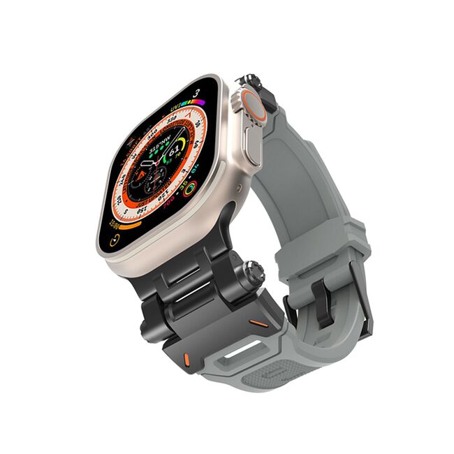 Curea pentru Apple Watch 4, 5, 6, 7, 8, 9, SE, SE2, Ultra, Ultra 2 (42/44/45/49mm) - negru gri