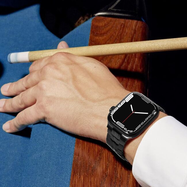 Curea pentru Apple Watch 4, 5, 6, 7, 8, 9, SE, SE2, Ultra, Ultra 2 (42/44/45/49mm) - negru portocaliu
