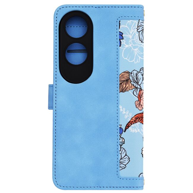 Husa tip carte pentru  Oppo A60, functie stand si port carduri, alb