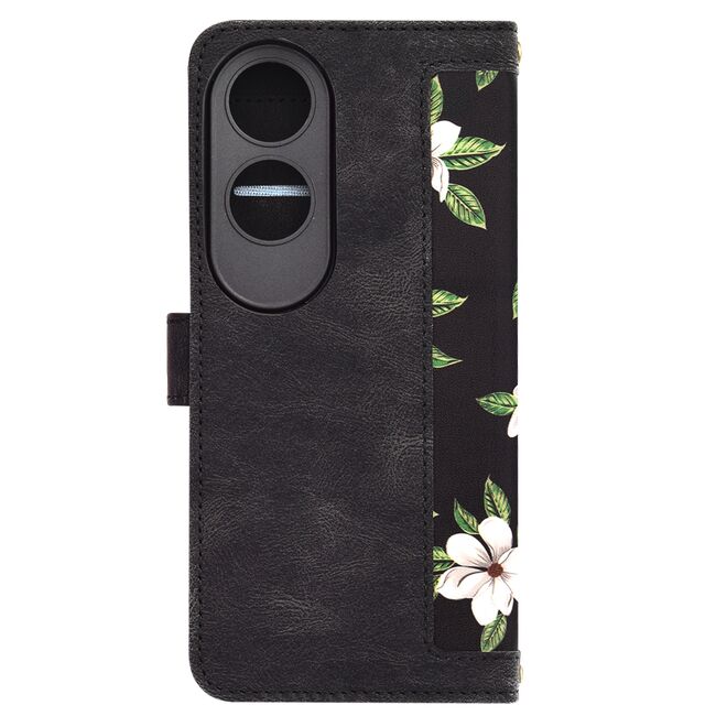 Husa tip carte pentru  Oppo A60, functie stand si port carduri, alb