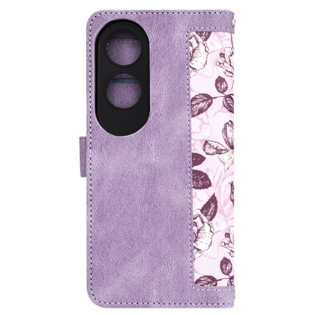 Husa tip carte pentru  Oppo A60, functie stand si port carduri, mov