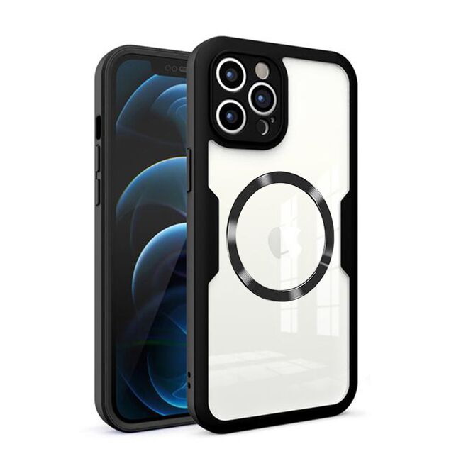 Pachet 360: Husa cu folie integrata pentru  iPhone 12 Pro Max cu MagSafe Cover360 fata / spate - negru