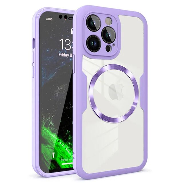 Pachet 360: Husa cu folie integrata pentru  iPhone 12 Pro cu MagSafe Cover360 fata / spate - mov