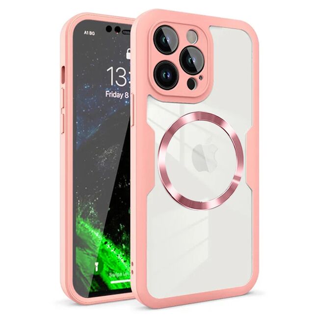 Pachet 360: Husa cu folie integrata pentru  iPhone 12 Pro cu MagSafe Cover360 fata / spate - roz