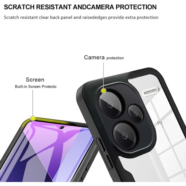 Pachet 360: Husa cu folie integrata pentru  Xiaomi Redmi Note 13 Pro+ Plus 5G Cover360 fata / spate - albastru