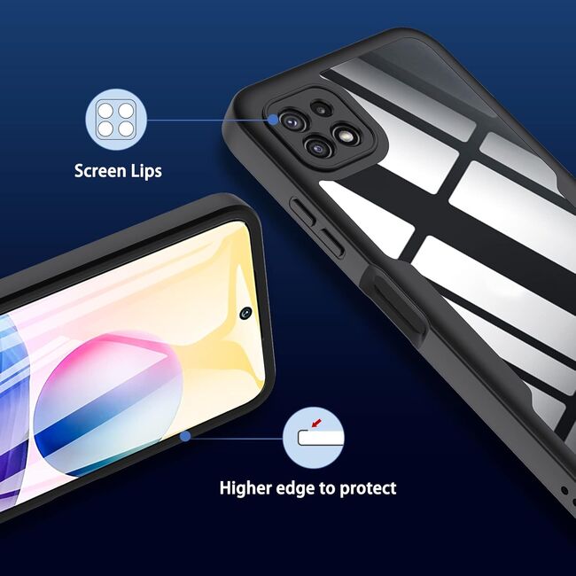 Pachet 360: Husa cu folie integrata pentru  Samsung Galaxy A22 5G Cover360 fata / spate - negru