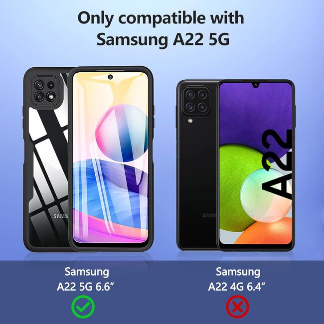 Pachet 360: Husa cu folie integrata pentru  Samsung Galaxy A22 5G Cover360 fata / spate - negru