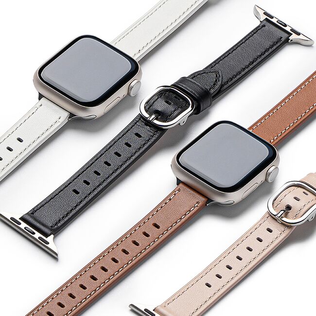 Curea pentru Apple Watch 4, 5, 6, 7, 8, 9, SE, SE2, Ultra, Ultra 2 (38/40/41mm) Leather Slim - maro