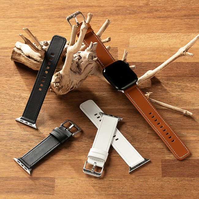 Curea pentru Apple Watch 4, 5, 6, 7, 8, 9, SE, SE2, Ultra, Ultra 2 (42/44/45/49mm) Leather - negru