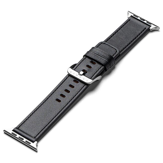 Curea pentru Apple Watch 4, 5, 6, 7, 8, 9, SE, SE2, Ultra, Ultra 2 (42/44/45/49mm) Leather - negru