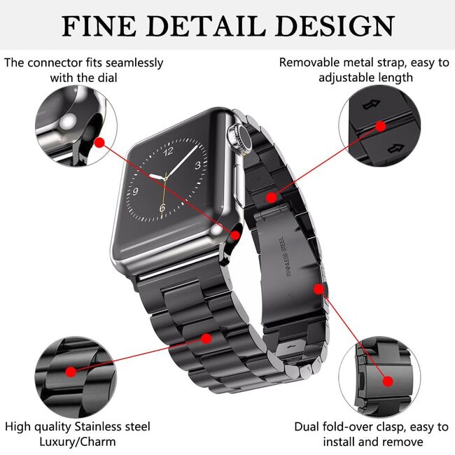 Curea pentru Apple Watch 4, 5, 6, 7, 8, 9, SE, SE2, Ultra, Ultra 2 (42/44/45/49mm) - negru