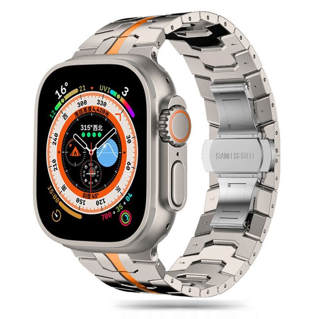 Curea pentru Apple Watch 4, 5, 6, 7, 8, 9, SE, SE2, Ultra, Ultra 2 (42/44/45/49mm) - gri portocaliu