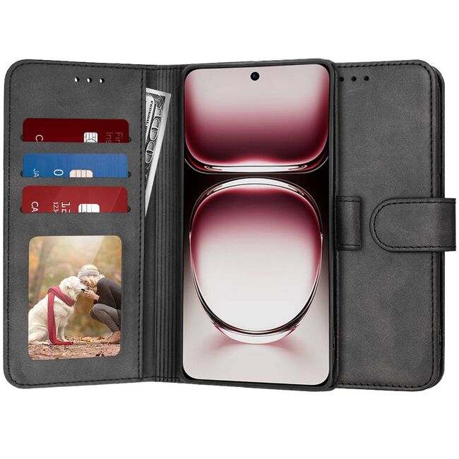 Husa pentru Oppo Reno 12 Pro Wallet tip carte, negru