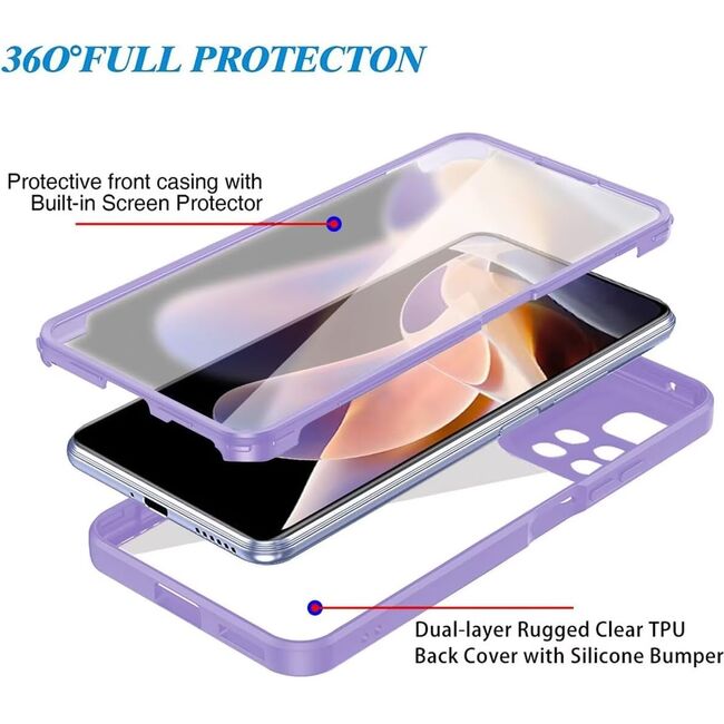 Pachet 360: Husa cu folie integrata pentru  Samsung Galaxy A13 4G Cover360 fata / spate - mov