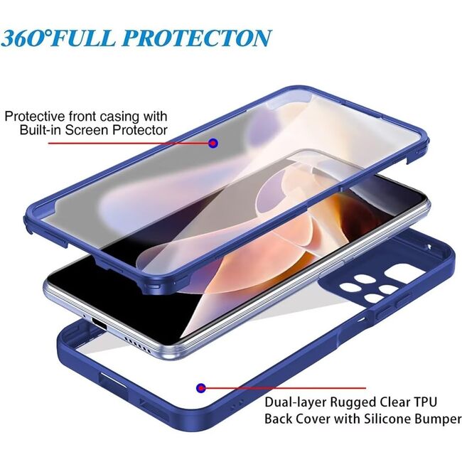 Pachet 360: Husa cu folie integrata pentru  Samsung Galaxy A13 4G Cover360 fata / spate - albastru