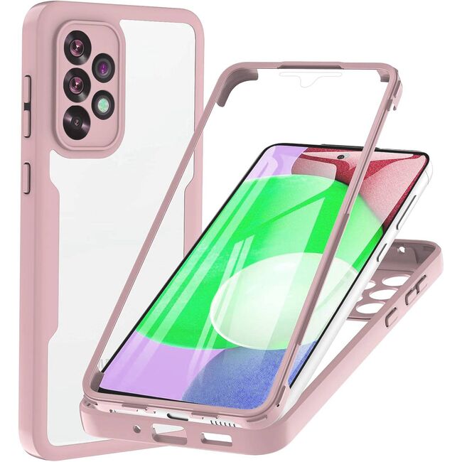Pachet 360: Husa cu folie integrata pentru  Samsung Galaxy A53 5G Cover360 fata / spate - roz