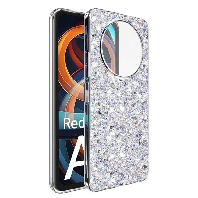 Husa pentru  Xiaomi Redmi A3 cu sclipici Liquid Crystal Glitter, argintiu