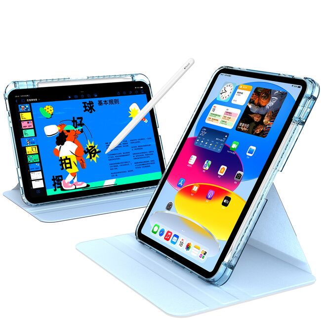 Husa pentru iPad 11 2025, iPad 10 2022 rotativa de tip stand cu functie sleep/wake-up si slot pentru stylus, albastru
