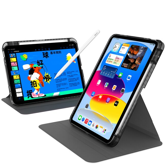 Husa pentru iPad 11 2025, iPad 10 2022 rotativa de tip stand cu functie sleep/wake-up si slot pentru stylus, negru