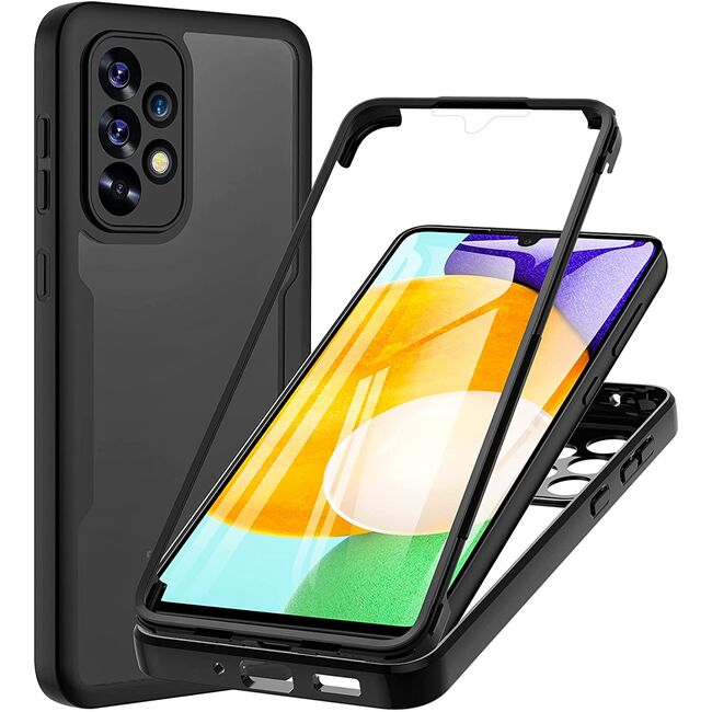Pachet 360: Husa cu folie integrata pentru  Samsung Galaxy A13 4G Cover360 fata / spate - negru