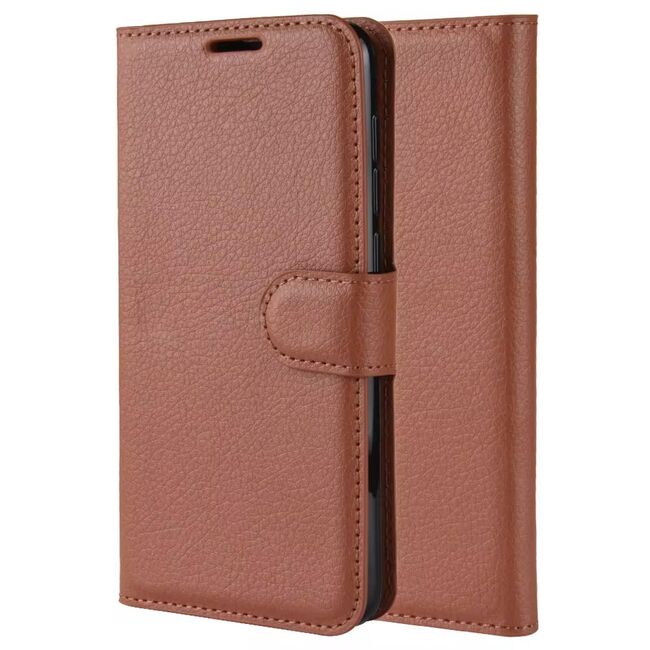Husa pentru  Samsung Galaxy S24 tip carte cu inchidere magnetica, compartimente pentru carduri si functie stand, maro