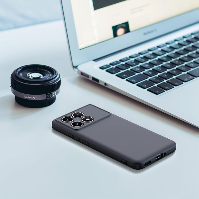 Husa pentru  Poco F6 Pro Liquid Silicone, subțire, captusita cu microfibra, anti amprentă, protectie cameră foto, negru
