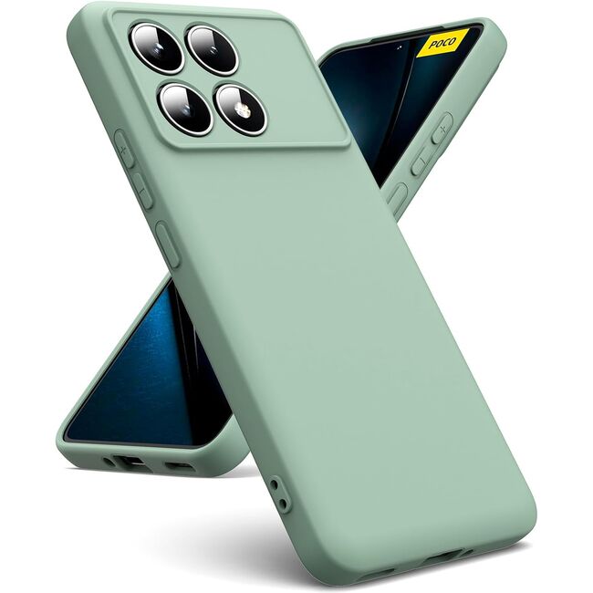 Husa pentru  Poco F6 Pro Liquid Silicone, subțire, captusita cu microfibra, anti amprentă, protectie cameră foto, verde