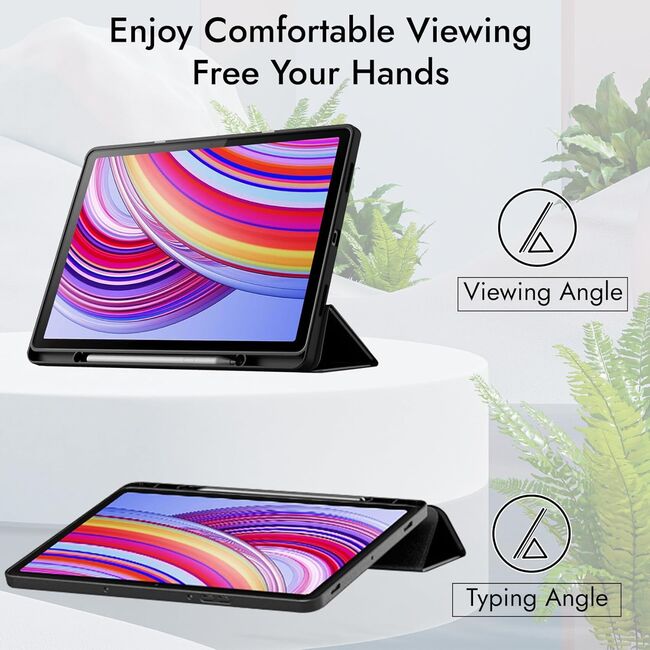 Husa pentru Xiaomi Redmi Pad Pro 12.1 Inch Soft Shell cu functie wake-up/sleep si compartiment pentru stylus, tip stand - albastru deschis