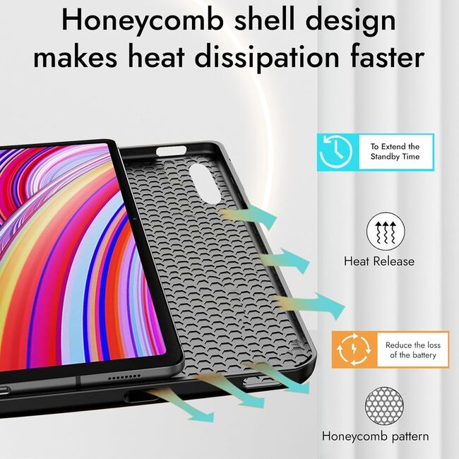 Husa pentru Xiaomi Redmi Pad Pro 12.1 Inch Soft Shell cu functie wake-up/sleep si compartiment pentru stylus, tip stand - negru