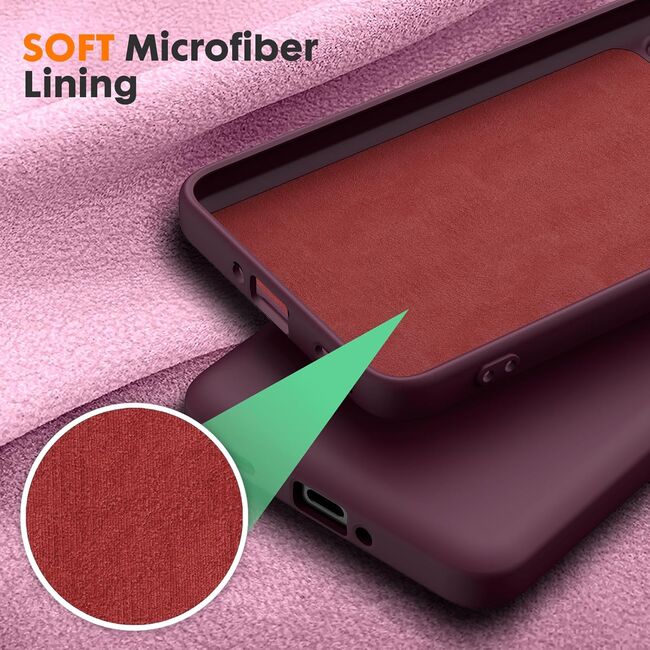 Husa pentru  Poco F6 Pro Liquid Silicone, subțire, captusita cu microfibra, anti amprentă, protectie cameră foto, bordeaux