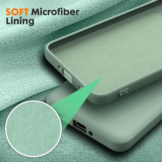 Husa pentru  Poco F6 Pro Liquid Silicone, subțire, captusita cu microfibra, anti amprentă, protectie cameră foto, verde