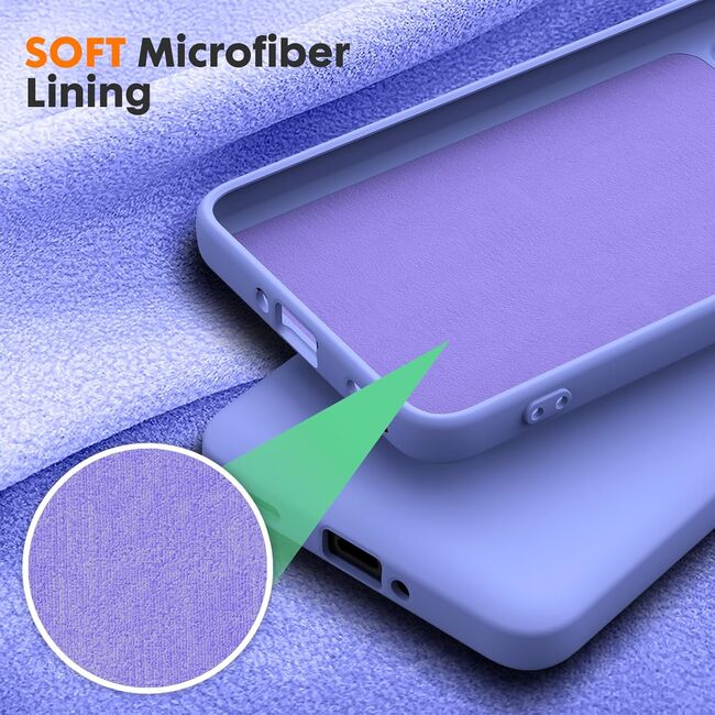 Husa pentru  Poco F6 Pro Liquid Silicone, subțire, captusita cu microfibra, anti amprentă, protectie cameră foto, mov