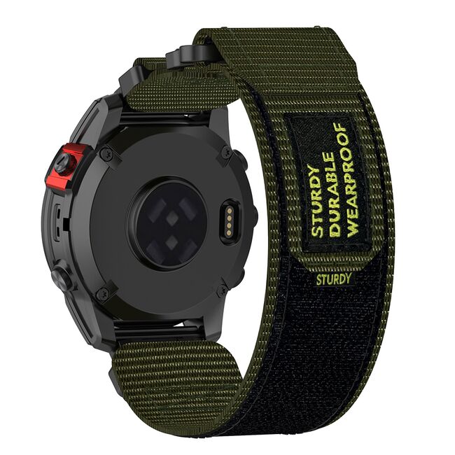 Curea pentru Garmin Fenix 5/5 Plus 6/6 Pro/7/Forerunner 935/945/955/Approach S60/S62 22 mm Quickfit din material textil - verde inchis