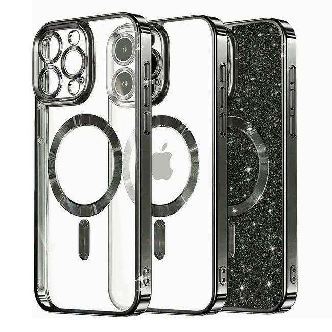 Husa pentru  iPhone 12 Pro cu MagSafe Sparkle Glare Detachable Layer, cu protectie lentile - negru
