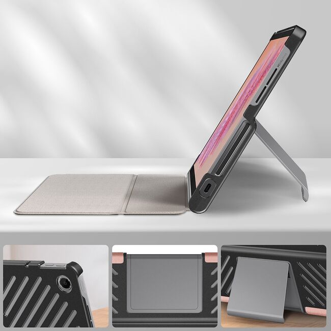Husa pentru Lenovo Tab Plus 11.5, cu functie wake-up/sleep, tip stand, rose gold