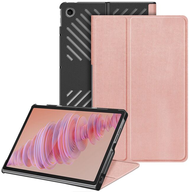 Husa pentru Lenovo Tab Plus 11.5, cu functie wake-up/sleep, tip stand, rose gold