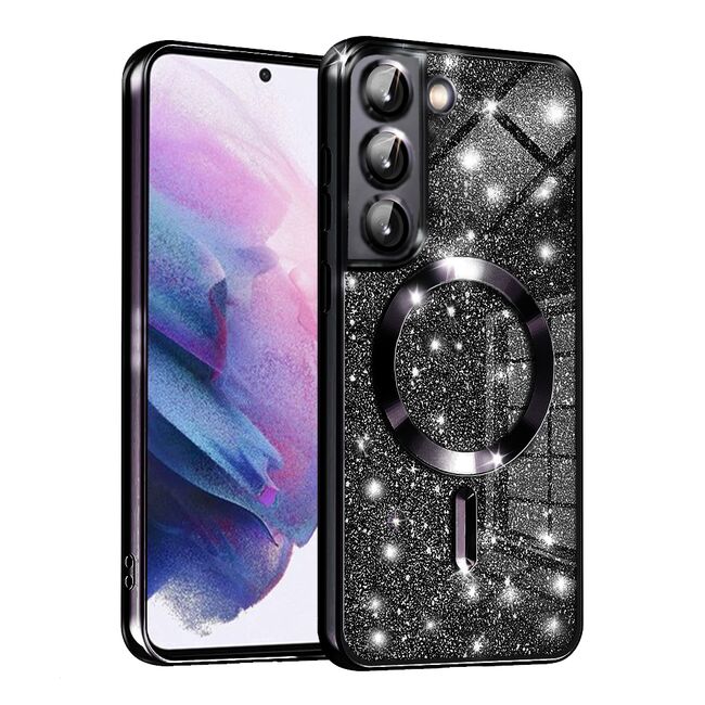 Husa pentru Samsung Galaxy S21 cu MagSafe Sparkle Glare Detachable Layer, cu protectie lentile - negru