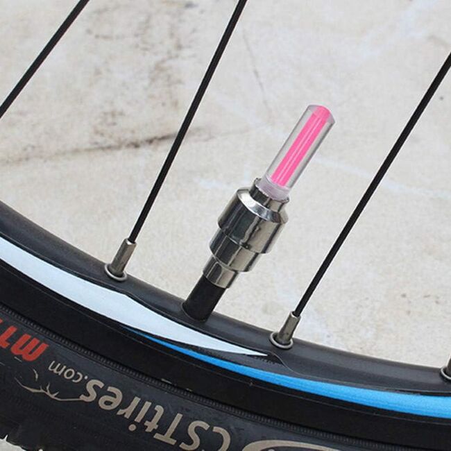 Set 4 Capace pentru Ventil Bicicletă cu LED Luminos, Waterproof,  Firefly Light, Quick Instal, vizibilitate și stil pe timp de noapte, multicolor