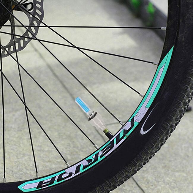 Set 4 Capace pentru Ventil Bicicletă cu LED Luminos, Waterproof,  Firefly Light, Quick Instal, vizibilitate și stil pe timp de noapte, multicolor