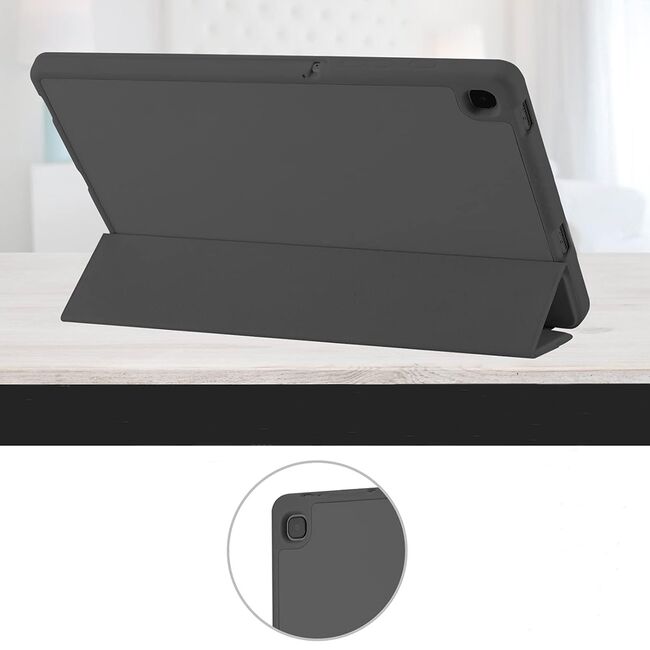 Husa pentru Samsung Galaxy Tab A7 10.4 inch Soft Shell cu functie wake-up/sleep si compartiment pentru stylus, tip stand - gri