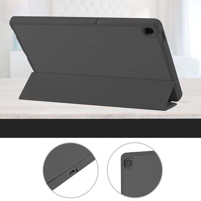 Husa pentru Samsung Galaxy Tab A7 Lite 8.7 inch Soft Shell cu functie wake-up/sleep si compartiment pentru stylus, tip stand - mov