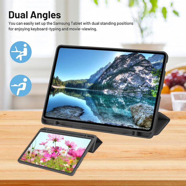 Husa pentru Samsung Galaxy Tab A7 Lite 8.7 inch Soft Shell cu functie wake-up/sleep si compartiment pentru stylus, tip stand - verde
