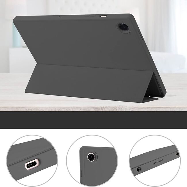 Husa pentru Samsung Galaxy Tab A8 10.5 inch Soft Shell cu functie wake-up/sleep si compartiment pentru stylus, tip stand - albastru deschis