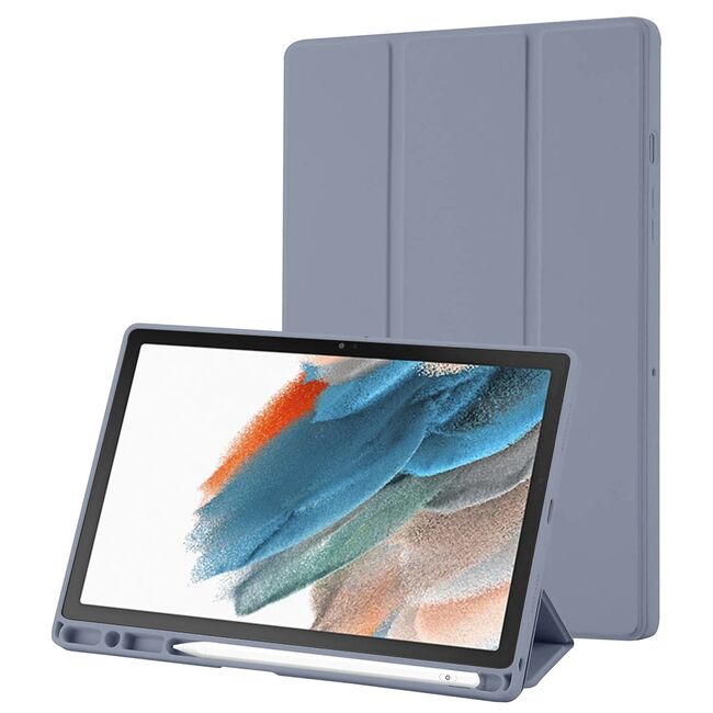 Husa pentru Samsung Galaxy Tab A8 10.5 inch Soft Shell cu functie wake-up/sleep si compartiment pentru stylus, tip stand - mov