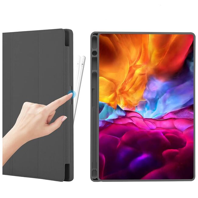 Husa pentru Samsung Galaxy Tab A8 10.5 inch Soft Shell cu functie wake-up/sleep si compartiment pentru stylus, tip stand - mov