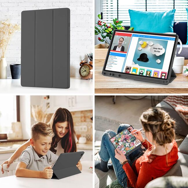 Husa pentru Samsung Galaxy Tab A8 10.5 inch Soft Shell cu functie wake-up/sleep si compartiment pentru stylus, tip stand - mov