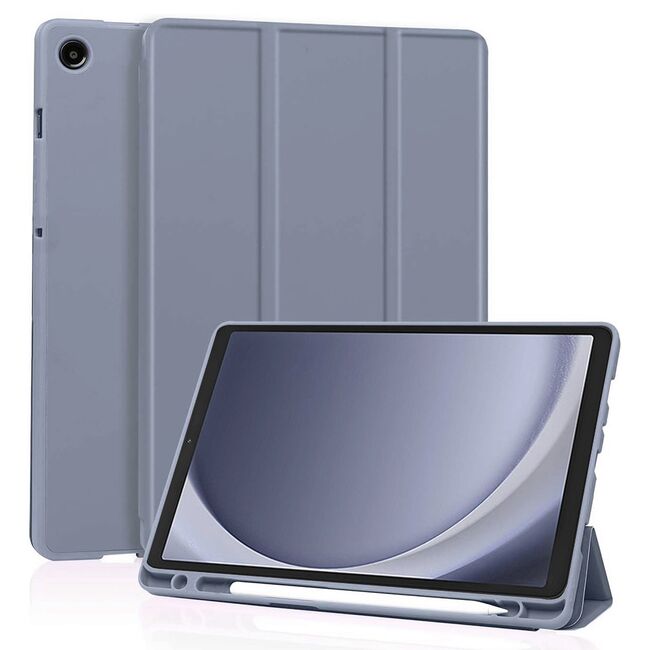Husa pentru Samsung Galaxy Tab A9 8.7 inch Soft Shell cu functie wake-up/sleep si compartiment pentru stylus, tip stand - mov