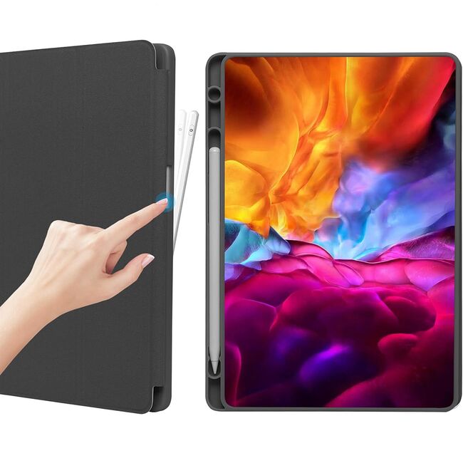 Husa pentru Samsung Galaxy Tab A9 8.7 inch Soft Shell cu functie wake-up/sleep si compartiment pentru stylus, tip stand - verde