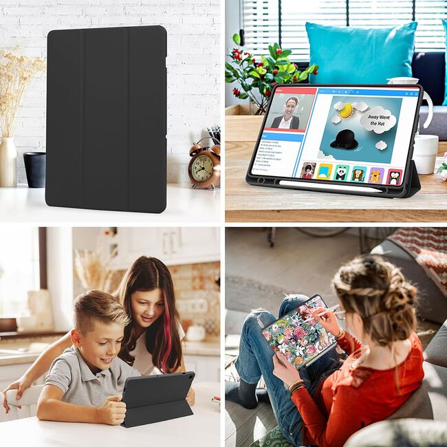 Husa pentru Samsung Galaxy Tab A9 8.7 inch Soft Shell cu functie wake-up/sleep si compartiment pentru stylus, tip stand - verde